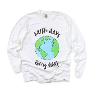 Simply Sage Market Women's Earth Day Every Day Long Sleeve Garment Dyed Tee - 1 of 3