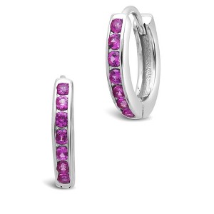 SHINE by Sterling Forever Sterling Silver CZ Micro Hoop Earrings - 1 of 2