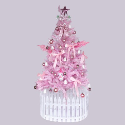 Maggift Artificial Plant 5FT Christmas Tree Pink Including 195 Pendant Tree Skirts and Guardrails Quick Shape Flock Decor, Pink, 25.98"*25.98"*59.06"