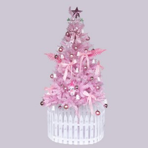 Maggift Artificial Plant 5FT Christmas Tree Pink Including 195 Pendant Tree Skirts and Guardrails Quick Shape Flock Decor, Pink, 25.98"*25.98"*59.06" - 1 of 4
