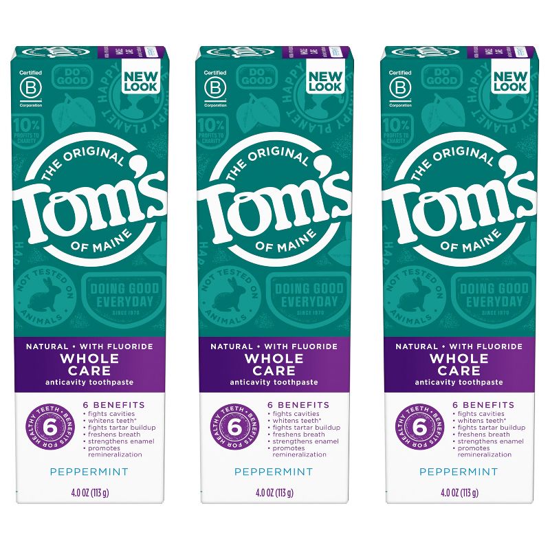 Tom's of Maine Whole Care Peppermint Toothpaste - 4oz, 1 of 8