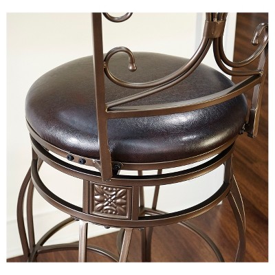 '24'' Nora Big & Tall Scroll Back Counter Stool - Powell Company, Brown'