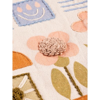 Junia 20"x20" Multicolor Cotton Throw Pillow with Whimsical Design