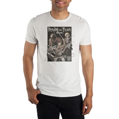 Attack on Titan Anime Cartoon Cadets Group Characters White Graphic Tee - L