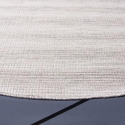 Ivory and Grey Round Synthetic Indoor/Outdoor Rug