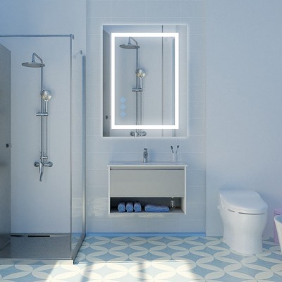 Bathroom Mirror With LED Light 32x24 Inches Wall Mounted Anti-Fog 3000K/4500K/6000K Dimmable LED Vanity Mirror