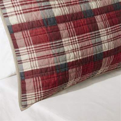 King Red Cotton Reversible Quilt Set with Shams