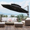 11.5' x 11.5' Double Top Round Aluminum Offset Umbrella Outdoor Hanging Cantilever Umbrella Black - Crestlive Products - 2 of 4