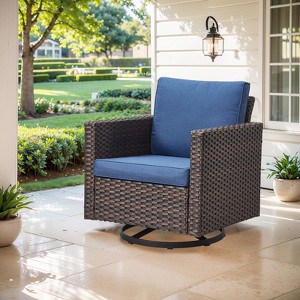 Outdoor Patio Swivel Chair Glider Chair with Removable Cushions for Porch - 1 of 4
