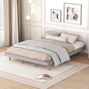 FONTOI Minimalist Queen Bed Frame Beds Modern Floating Platform Bed, Bedroom Furniture, No Box Spring Needed, Grey, 82.7"*62.8"*10.8" - 1 of 4