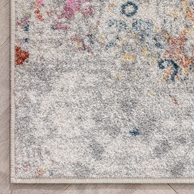 Ivory and Multicolor Synthetic Reversible Rectangular Area Rug