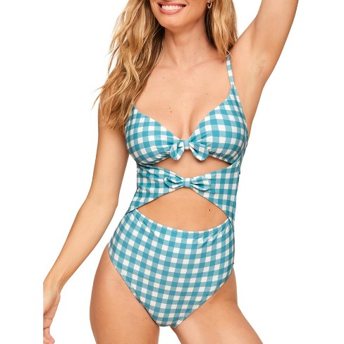 Adore Me Women s Morgan One Piece Swimwear Xl Gingham C03 Blue. Target