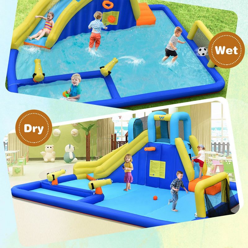 Costway Inflatable Water Slide Climbing Bounce House Splash Pool w/ 735W Blower, 5 of 11