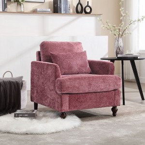 CAVINAS Modern Accent Chair Sofa Chenille Upholstered Single Couch with Solid Wood Frame for Bedroom, Reading - 1 of 4