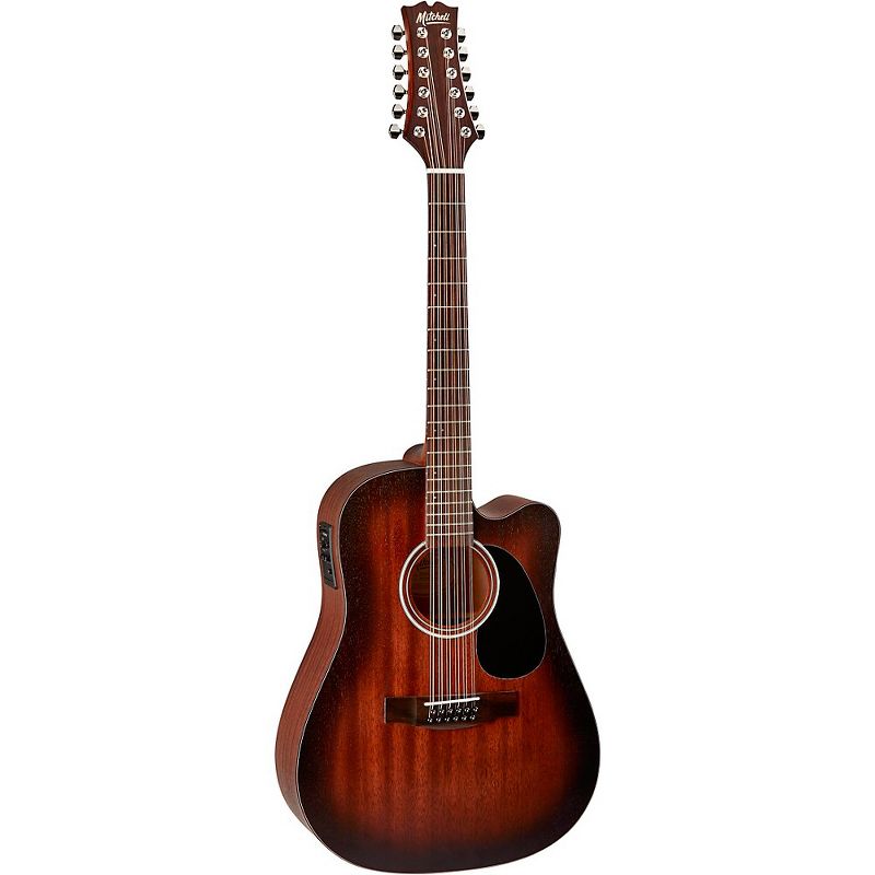 Mitchell T331-TCE-BST Terra 12-String Acoustic-Electric Dreadnought Mahogany Top Guitar Edge Burst, 3 of 7