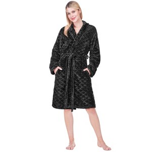 PAVILIA Short Robes for Women, Plush Soft Bathrobe Womens Lightweight, Fluffy Fuzzy Robe Knee Length, Shower Spa - 1 of 4
