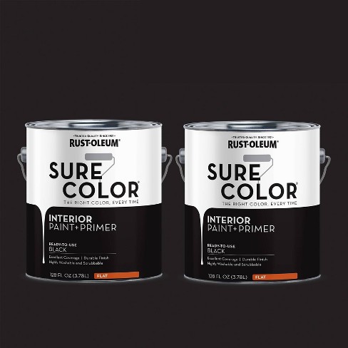 RUST-OLEUM SURE COLOUR Peinture intérieure et apprêt Sure Colour noir  charbon mat 3,78 L (Paquet de 2) 384834