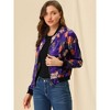 INSPIRE CHIC Women's Stand Collar Floral Prints Zip Up Lightweight Short Jacket - 2 of 4