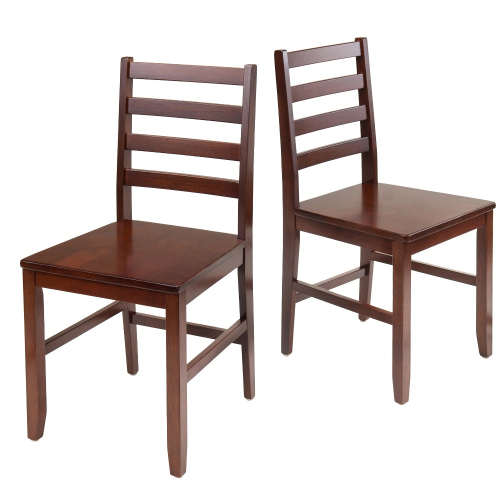 Photos - Dining Table 2pc Hamilton Ladder Back Chair - Antique Walnut - Winsome: Hardwood Frame, Non-Upholstered, 220lb Capacity