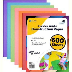 Construction Paper Assorted Colors, (600 Sheets) 6 Bright Colors, 9”x12” Bulk Craft Paper, Standard Weight Construction Paper, by Enday - 1 of 1