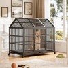 42"/48"/52" Heavy Duty Dog Crate, Extra Large Metal Dog Kennel with Roof Top, 2 Door Pet Cage House with Removable Tray and Wheels - 2 of 4
