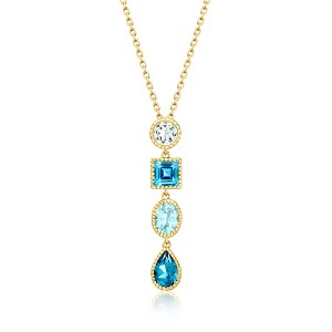 Ross-Simons 5.10 ct. t.w. White and Tonal Blue Topaz Pendant Necklace in 18kt Gold Over Sterling - 1 of 2