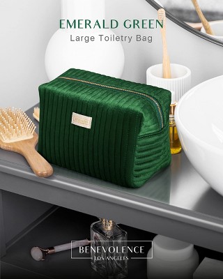 Emerald Green Velvet Large Makeup and Toiletry Bag