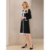 INSPIRE CHIC Women's Elegant A-Line Contrast Color V Neck Long Sleeve Trendy Work Dress - 3 of 4