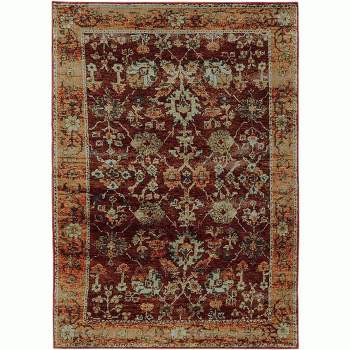 ‎Oriental Weavers Pasargad Home Andorra Collection Fabric Red/Gold Oriental Pattern- Living Room, Bedroom, Home Office Area Rug, 10' X 13' 2"