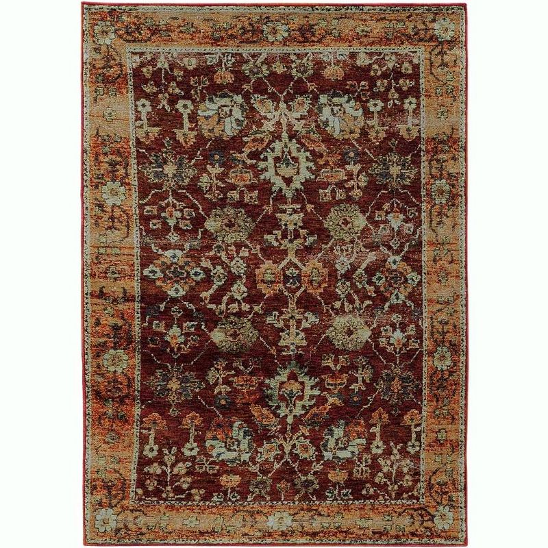 ‎Oriental Weavers Pasargad Home Andorra Collection Fabric Red/Gold Oriental Pattern- Living Room, Bedroom, Home Office Area Rug, 10' X 13' 2", 1 of 2