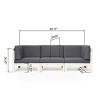 GDFStudio Cascada Outdoor Acacia Wood Modular 3 Seater Sofa with Cushions, Light Gray/Dark Gray - 3 of 4
