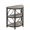 Lirago,Half-Round 3-Tier Side Table-Gray Wood & Black Metal Frame, Open Storage, Multi-Purpose Design - 4 of 4