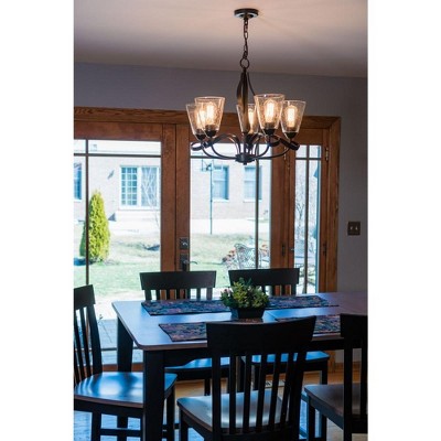 Cinta Oil Rubbed Bronze 5-Light Chandelier with Clear Seeded Glass