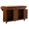 Vynxaria Kitchen Island - Rubberwood Countertop, 5-Wheel Rolling Cart with 5 Drawers, Storage Cabinet, Towel/Spice Racks for Dining & Kitchen,Brown - 3 of 4