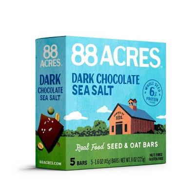 88 Acres Dark Chocolate Sea Salt Seed & Oat Granola Bars - 6g Protein - 8oz/5ct