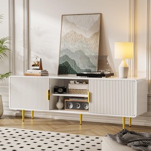 Modern Round Corner TV Stand with Storage Cabinet and Cable Managment for TVs up to 65" - 1 of 4