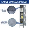 VYNXARIA 3-Door 66"H Metal Locker with Lock - Versatile Storage for Employees, Home Gym, Office, School & Garage, Gray - 3 of 4