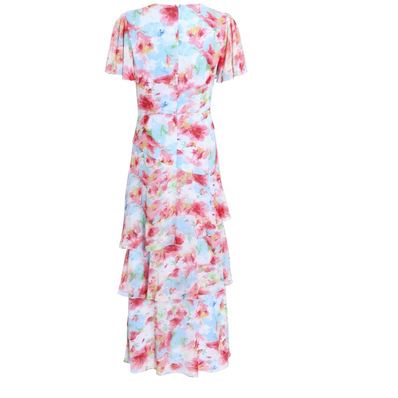 QUIZ Women's Chiffon Floral V-Neck Frill Maxi Dress, 5 of 6