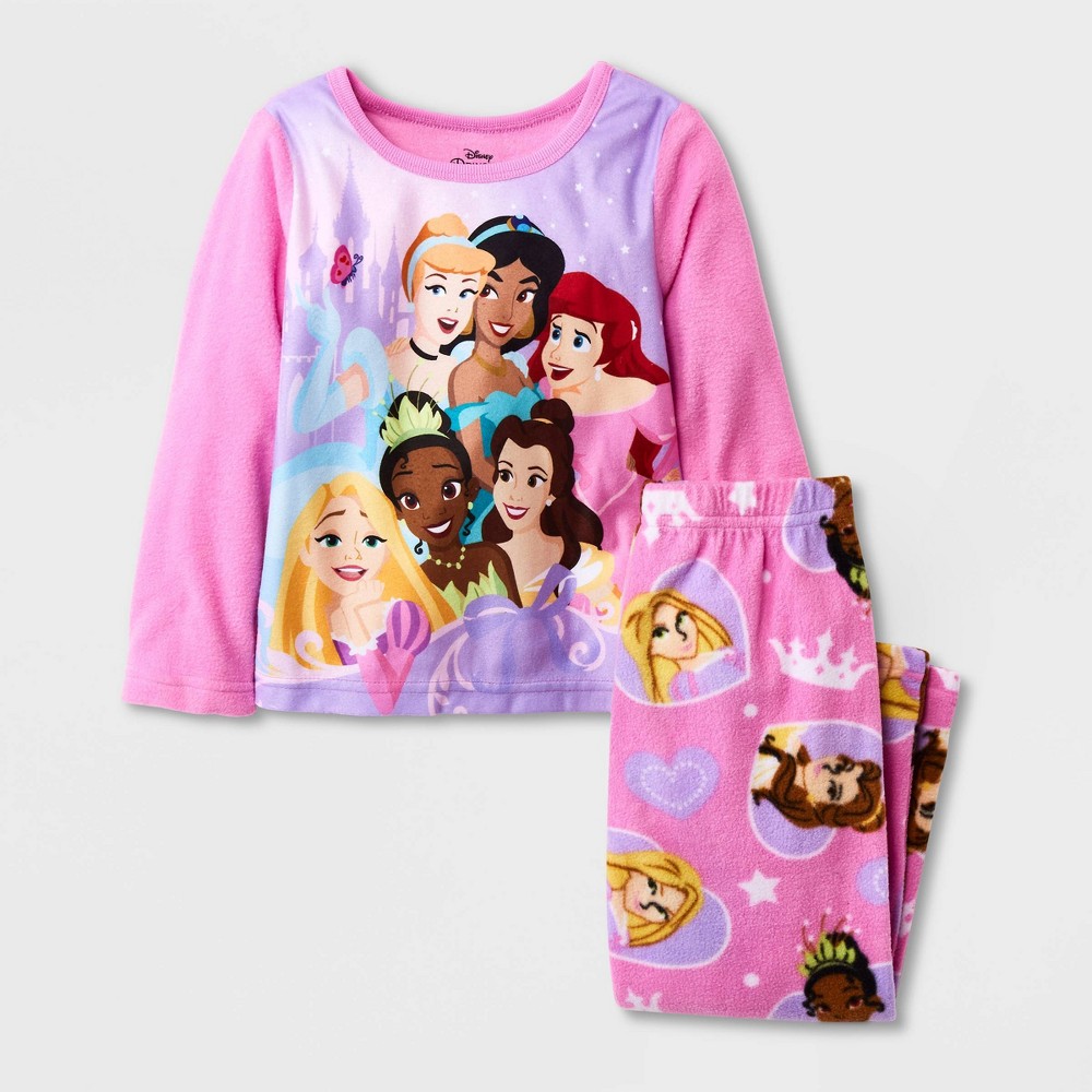 size 3T Toddler Girls' 2pc Disney Princess Fleece Pajama Set - Pink 3T