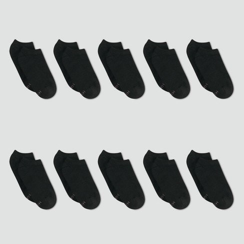 Hanes Women's Extended Size 10pk No Show Socks - Black 8-12