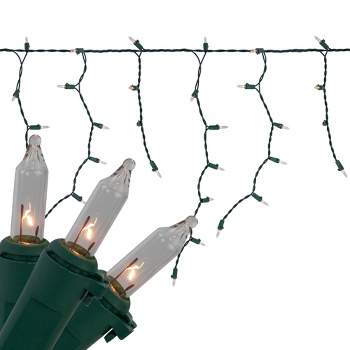 Northlight 100-Count Clear Mini Icicle Christmas Lights, 5.5 ft Green Wire