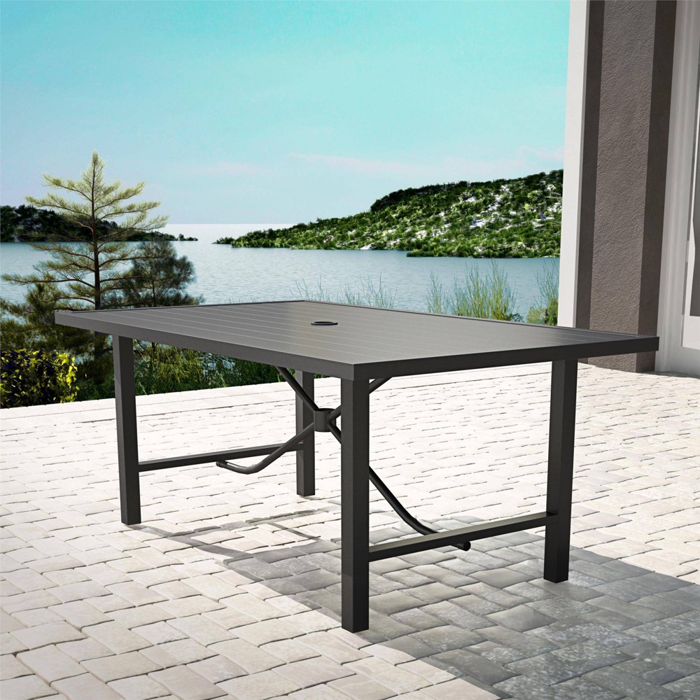 Steel Rectangle Dining Table Charcoal Room & Joy