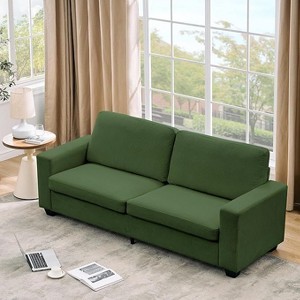 Seater Sofa, Deep Seat Couch with Wide Armrest, Removable Washable Cushions, Cozy Bouclé for Living Room, Green - 1 of 4