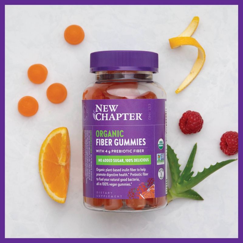New Chapter Organic Fiber Gummies for Adults - up to 8g Plant-Based Prebiotic Fiber for Digestive Health - Citrus Berry - 60ct, 2 of 6
