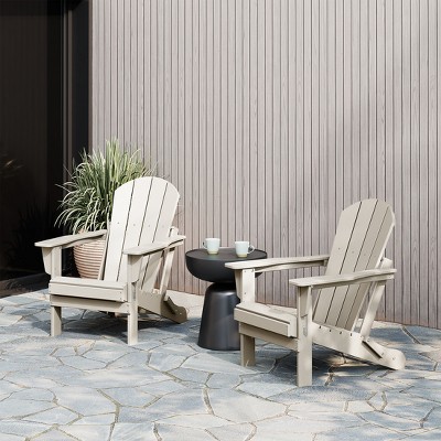 Sand HDPE Outdoor Folding Adirondack Chairs, Set of 2