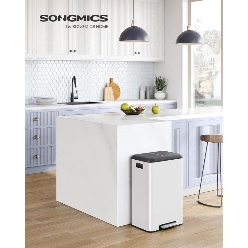 SONGMICS Kitchen Trash Can, 10.5-Gallon (40L) Garbage Can with Lid and Wide Foot Pedal, Soft Close and Stays Open, 2 of 9