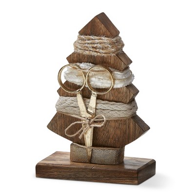 tagltd Tree Ribbon Set Of 4 & Scissor Set Champagne
