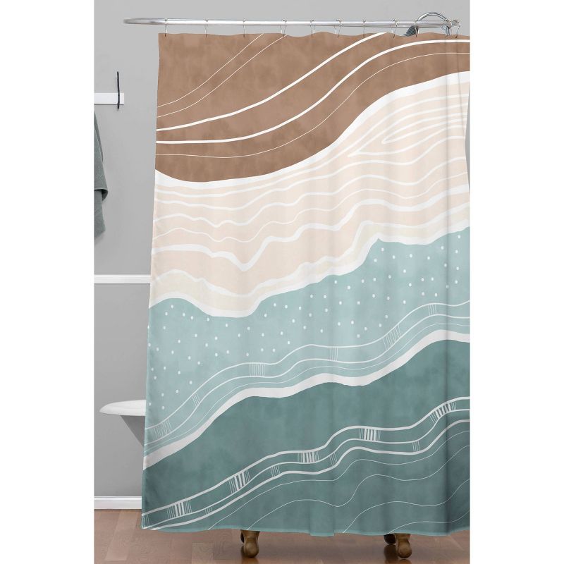 Marta Barragan Camarasa Modern Beach Abstract II Shower Curtain Blue/Brown - Deny Designs, 3 of 8