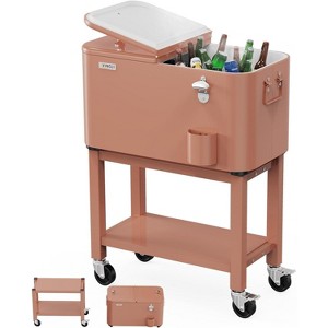 VINGLI Patio Cooler, Rolling Ice Chest on Wheels, Portable Patio Party Bar Drink Cooler Cart, with Shelf, Beverage Pool with Bottle Opener,Water Pipe - 1 of 4