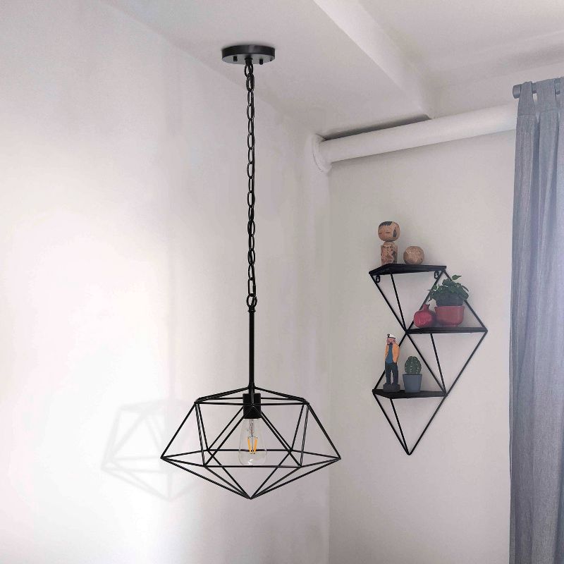 1-Light 16" Modern Metal Wire Paragon Hanging Ceiling Pendant - Lalia Home, 4 of 11